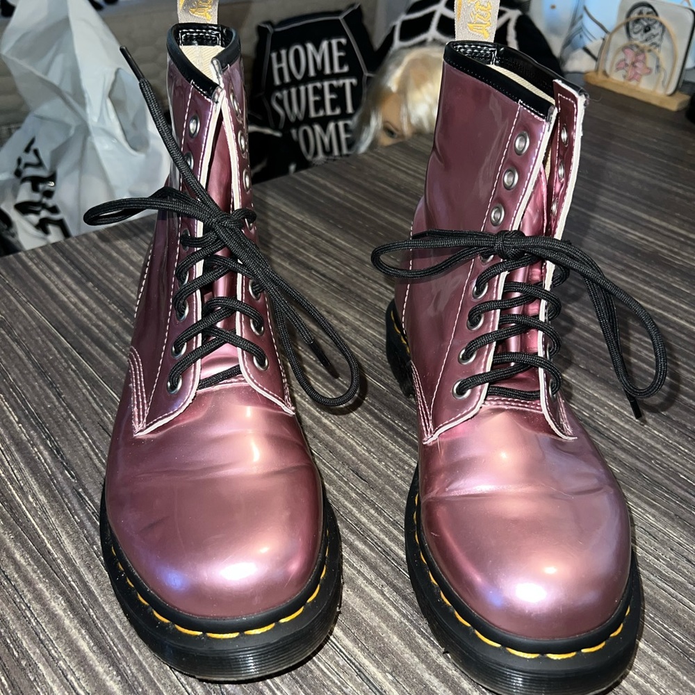 Dr. Martens Pink Lace Up Boots - Picture 2 of 4